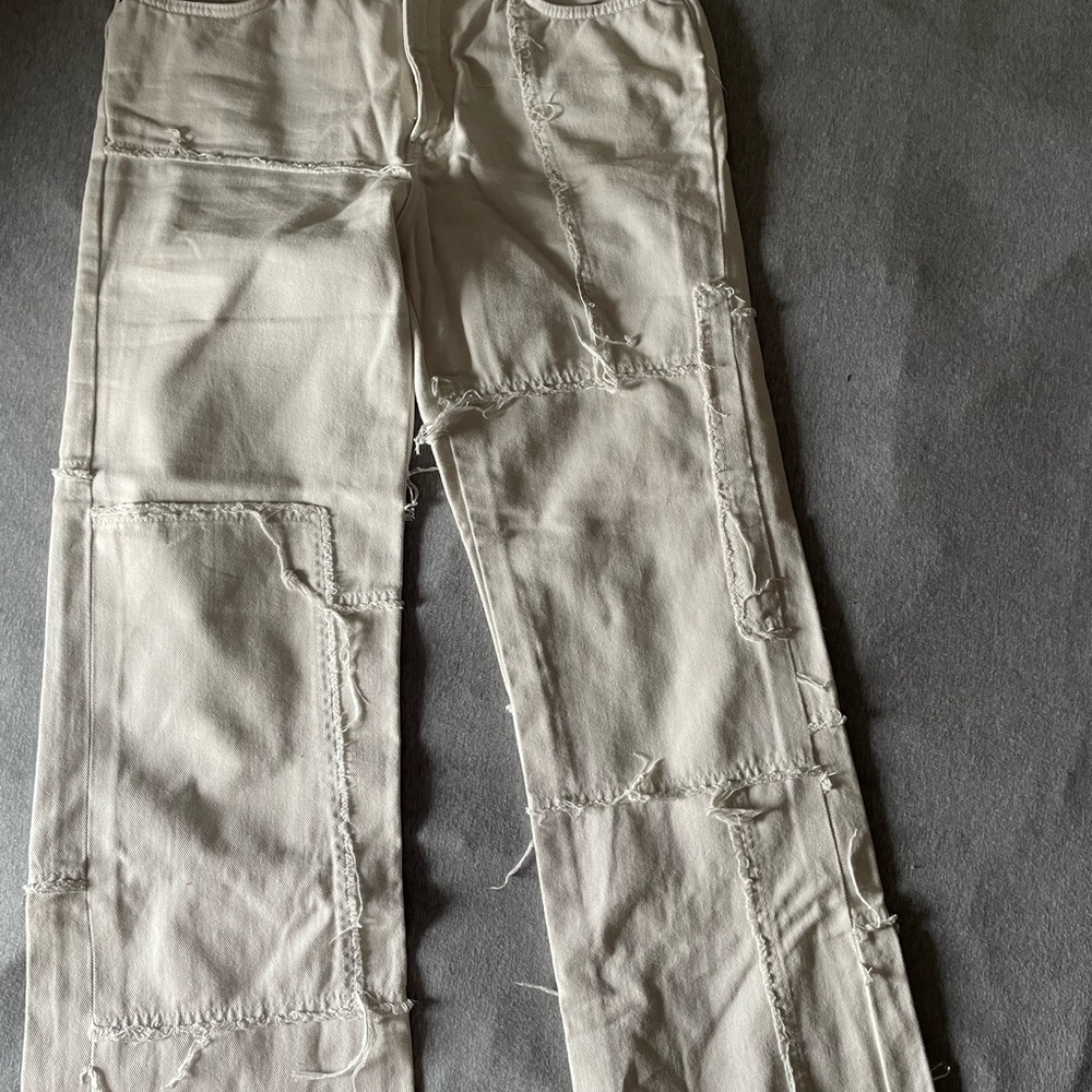 Acne Studios Cream Patchwork Pants - Picture 3 of 6